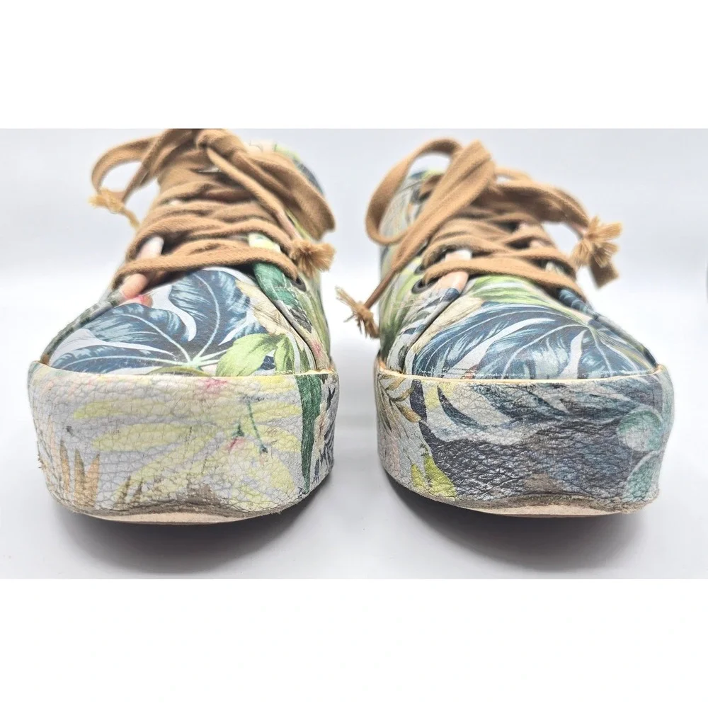 Rare FARM Rio Brazil Tropical Botanical Floral Leather Platform Sneakers 38 US 8